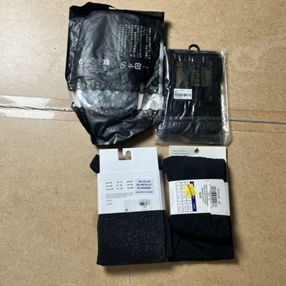 Mixed Brands Leggings Womens F Black Control Top Nylon Spandex Lot 4 Assorted - Picture 2 of 4